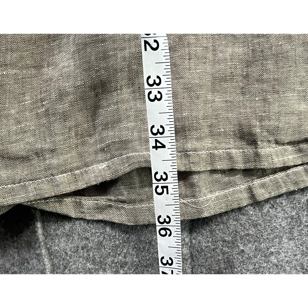 CP Shades Lindsey Mini Dress Womens L Brown Linen Pintucks Button Front Breezy - Picture 10 of 13